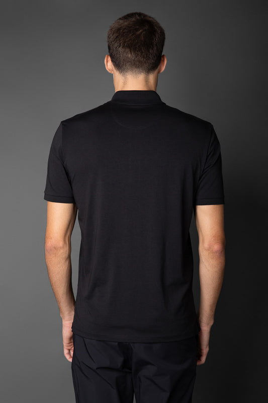Polo Manga Curta Slim 1/2 Zíper Pima Tecnológica - Preto