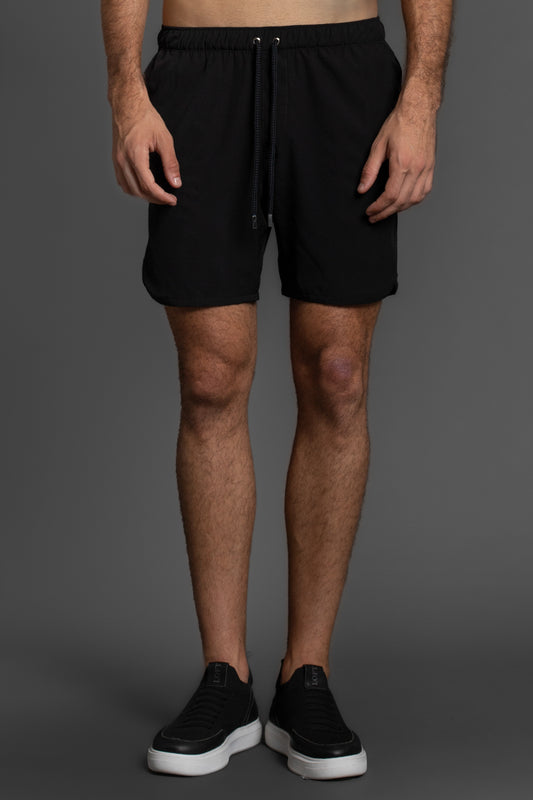 Shorts Liso Retro Com Vies - Preto