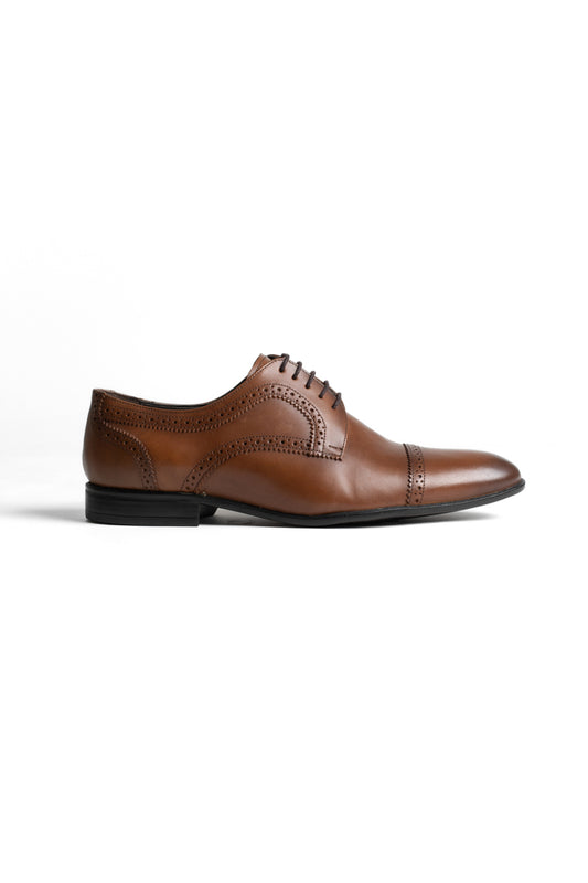 Sapato Social Amarrar Finioil Com Picote - Whisky