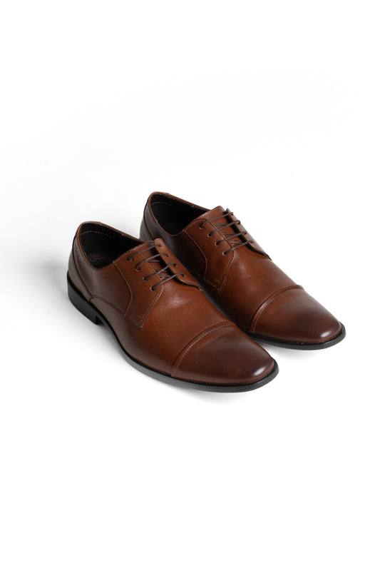 Sapato Social De Amarrar Sola Couro - Whisky