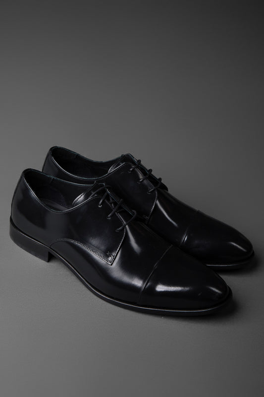 Sapato Amarrar Box Bico Ponto Luva - Preto