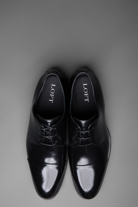 Sapato Amarrar Box Bico Ponto Luva - Preto