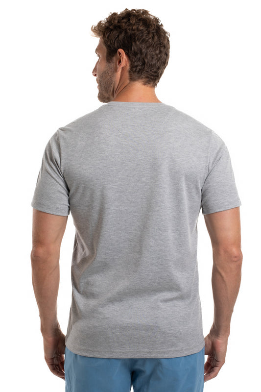 Camiseta Gola Careca Pima Lisa Interlock - Cinza Mescla