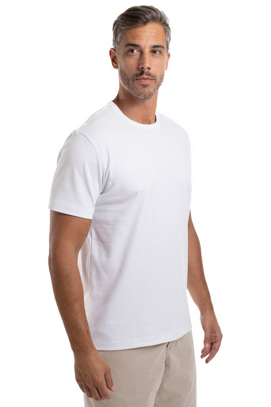 Camiseta Pima Interlock Gola Careca - Branco
