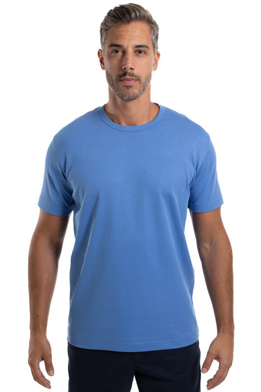 Camiseta Pima Interlock Gola Careca - Azul Medio