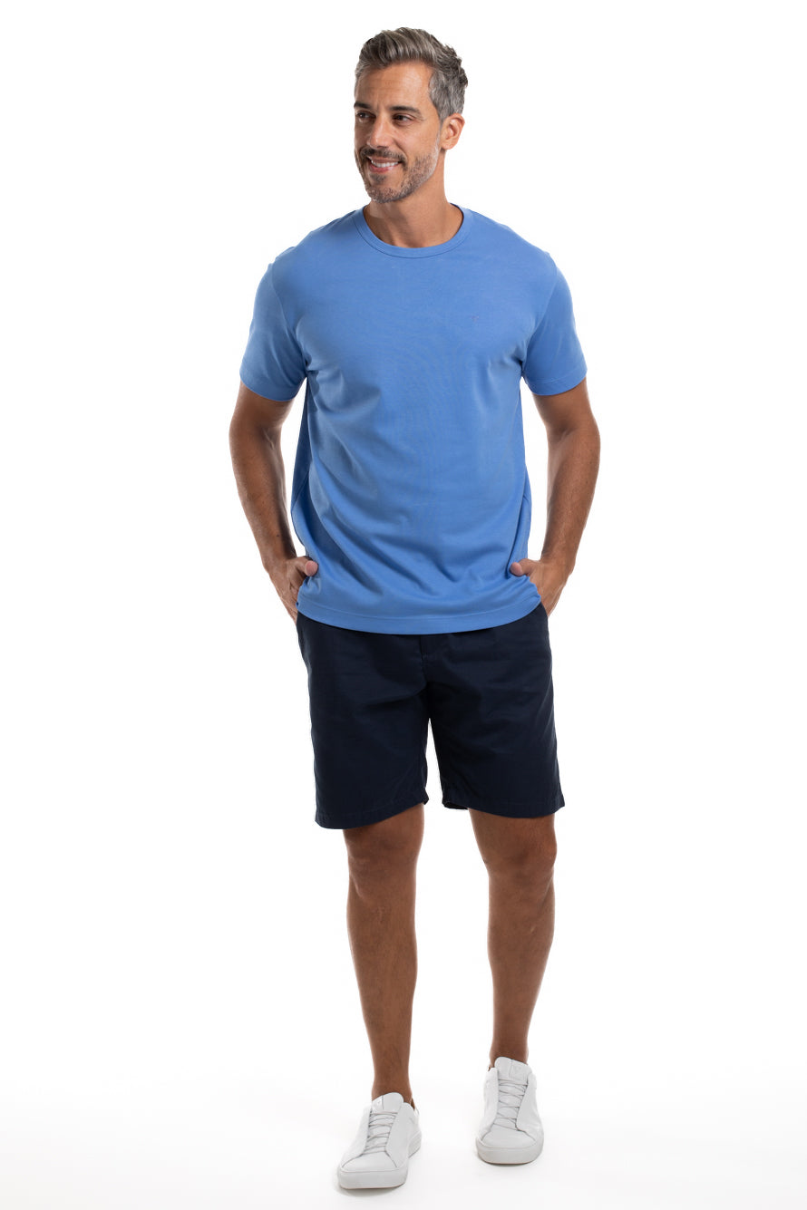 Camiseta Pima Interlock Gola Careca - Azul Medio