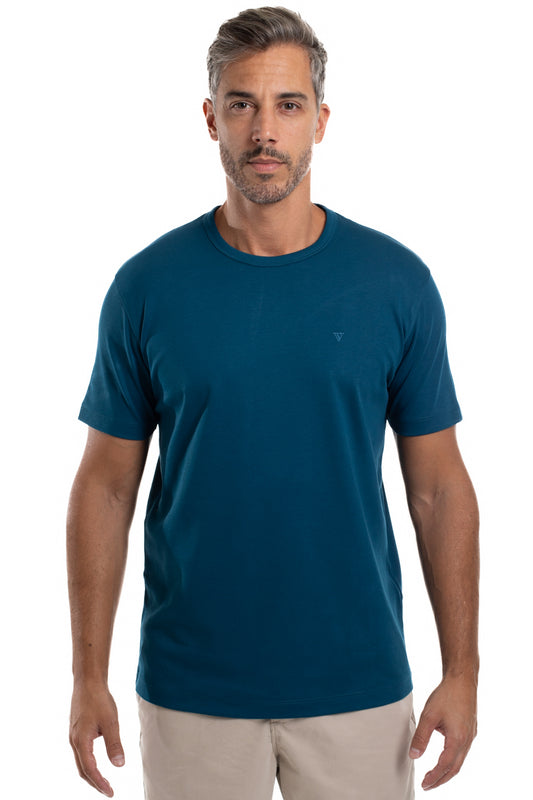 Camiseta Pima Interlock Gola Careca - Azul Cobalto