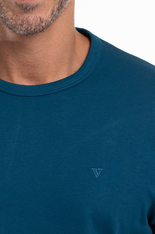 Camiseta Pima Interlock Gola Careca - Azul Cobalto