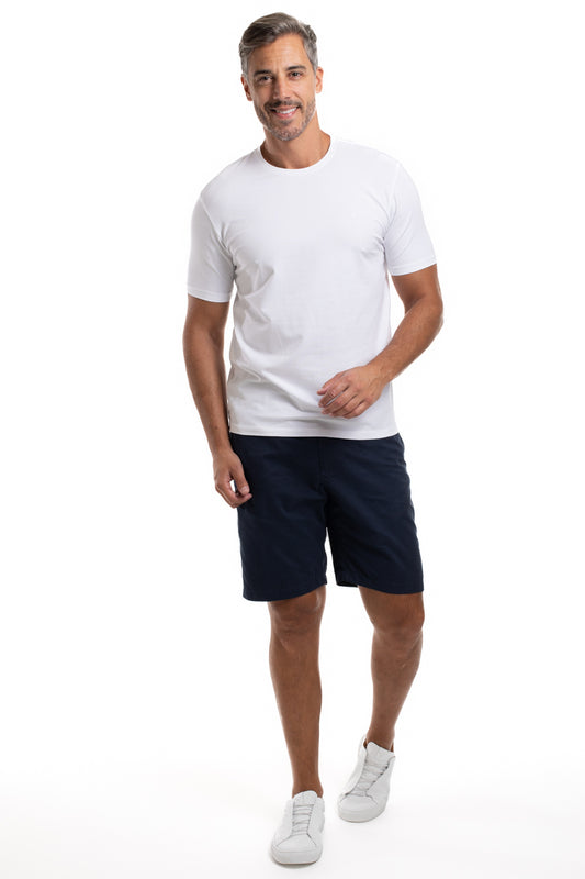 Camiseta Gola Careca Manga Curta Strech Lisa - Branco