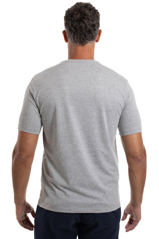 Camiseta Gola Careca Manga Curta Strech Lisa - Cinza Mescla