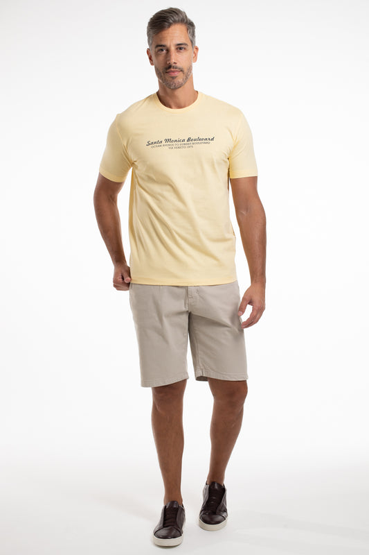 Camiseta Gola Careca Santa Monica Boulevard - Amarelo