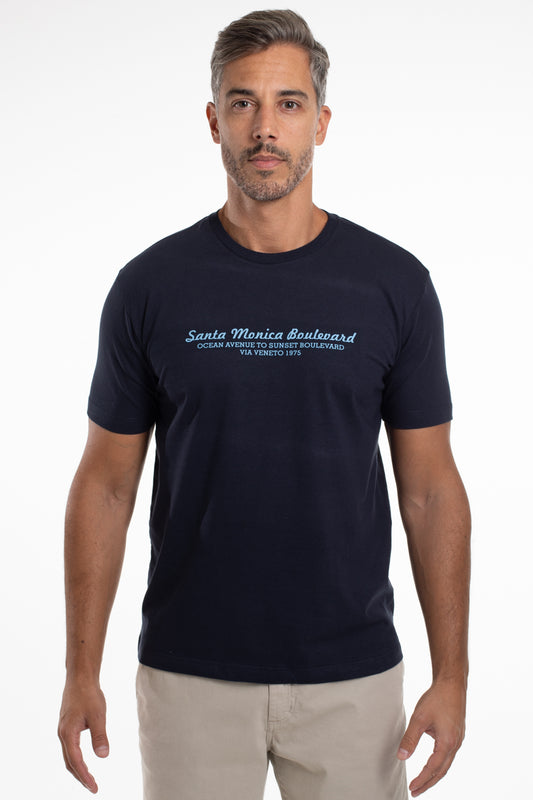 Camiseta Gola Careca Santa Monica Boulevard - Marinho