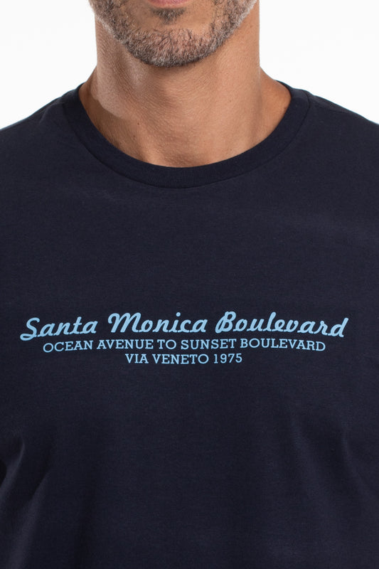 Camiseta Gola Careca Santa Monica Boulevard - Marinho