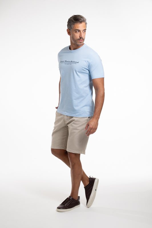 Camiseta Gola Careca Santa Monica Boulevard - Celeste