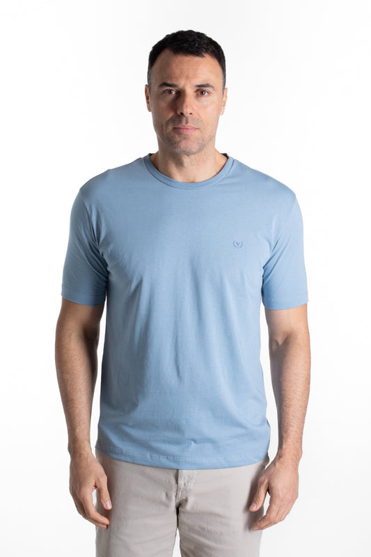 Camiseta Manga Curta Algodão Soft - Azul Claro