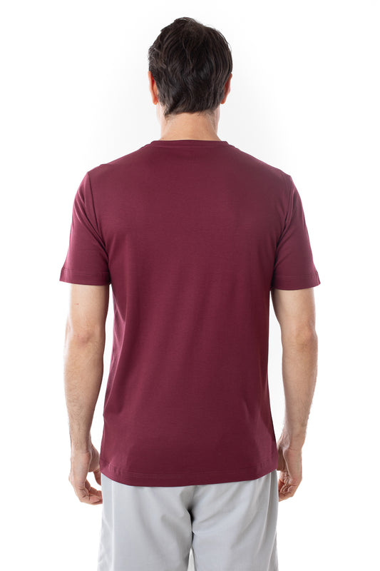 Camisa Manga Curta Gola Careca Lisa New Cotton - Vinho