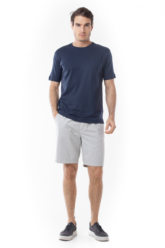 Camisa Manga Curta Gola Careca Lisa New Cotton - Marinho
