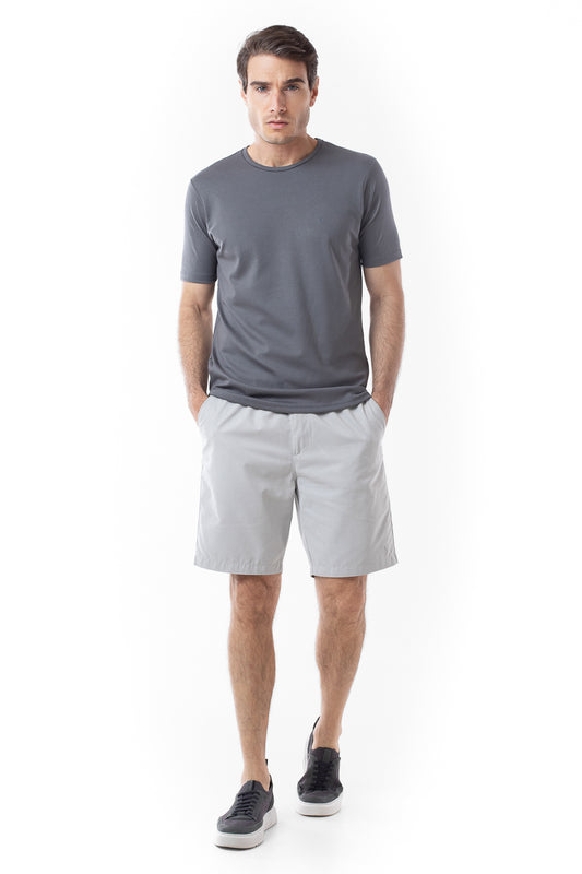Camisa Manga Curta Gola Careca Lisa New Cotton - Cinza Escuro