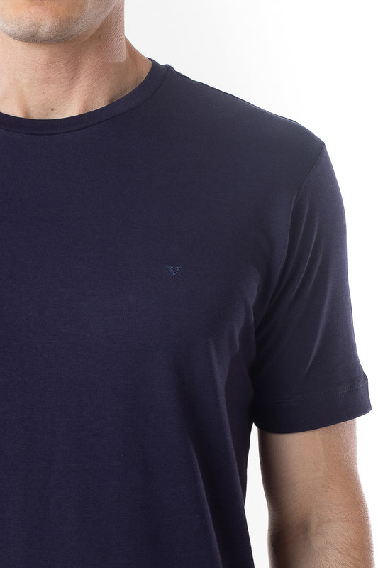 Camisa Manga Curta Gola Careca Lisa New Cotton - Dark
