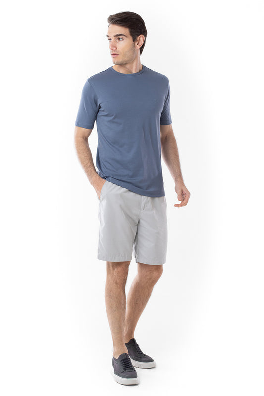 Camisa Manga Curta Gola Careca Lisa New Cotton - Indigo