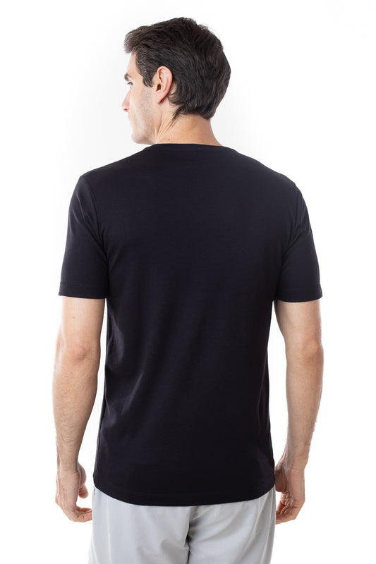 Camisa Manga Curta Gola Careca Lisa New Cotton - Preto