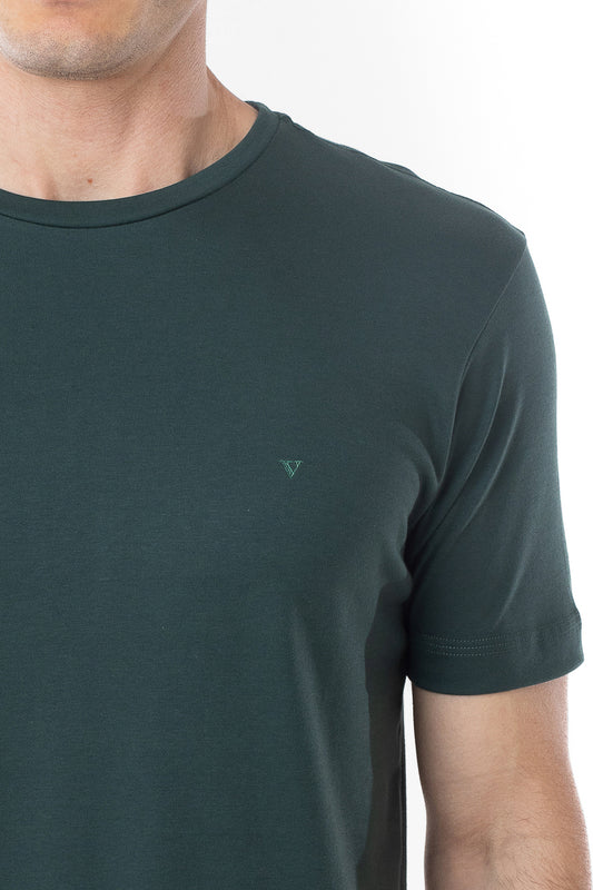 Camisa Manga Curta Gola Careca Lisa New Cotton - Verde Bandeira