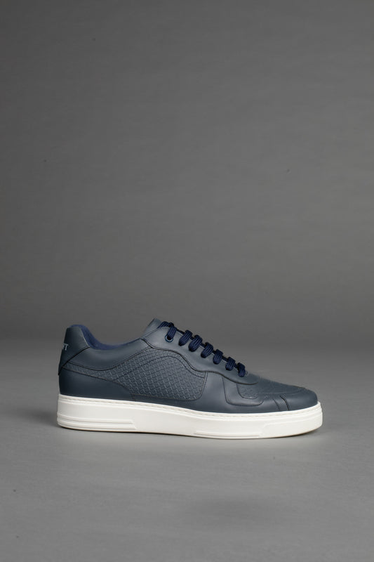Tênis Amarrar Couro Cobra - Marinho