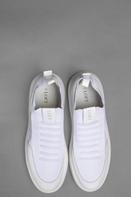 Tênis Casual de Malha - Branco