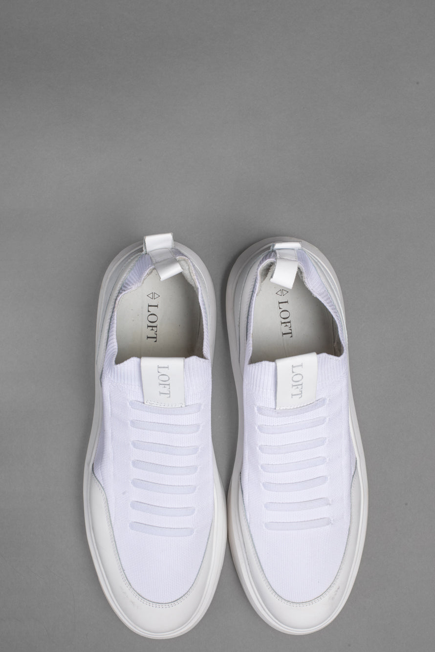 Tênis Casual de Malha - Branco