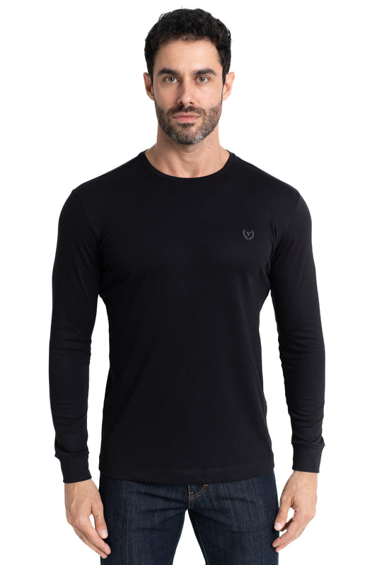 Camiseta Manga Longa Malha Algodão - Preto