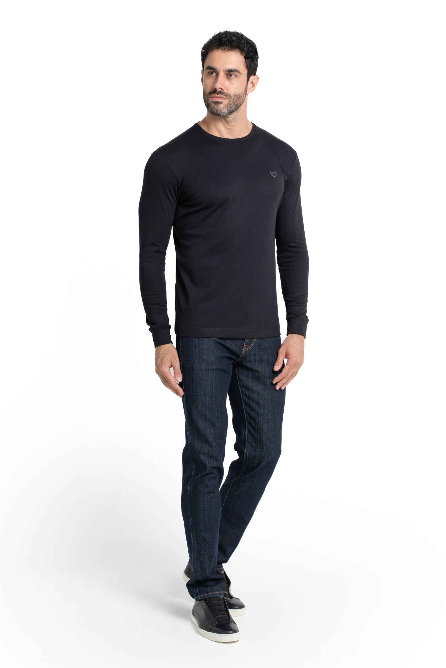 Camiseta Manga Longa Malha Algodão - Preto