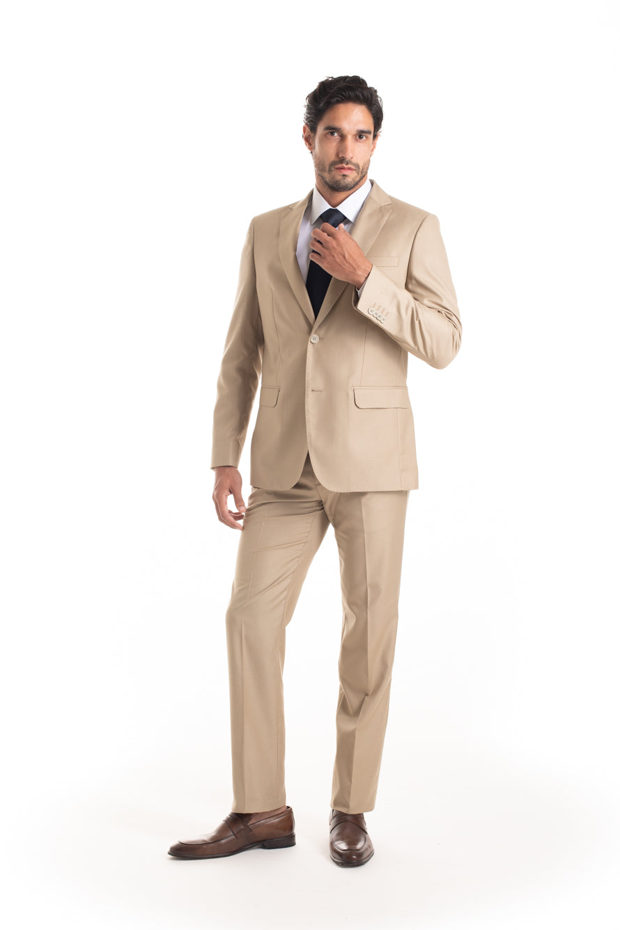 Terno Extra 2 Botões Slim - Kaki Claro