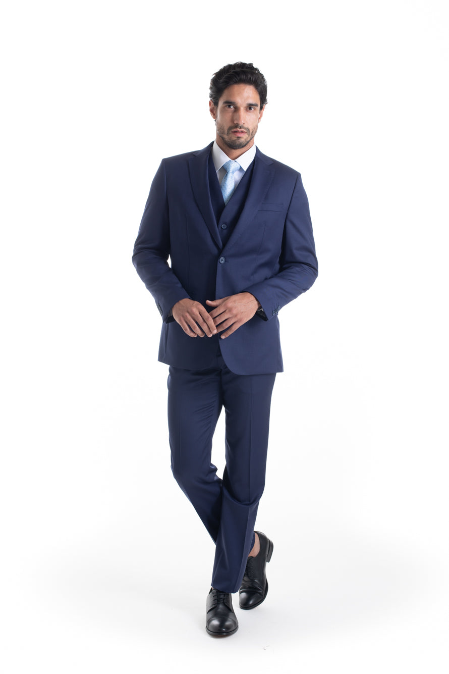 Terno Com Colete Liso Cerimônia Premium - Marinho