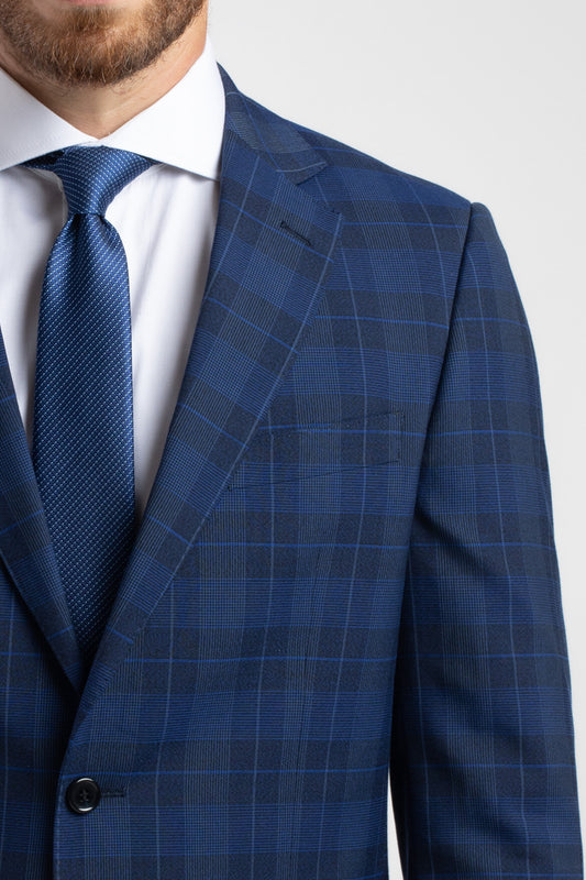 Terno Slim Xadrez - Azul Escuro