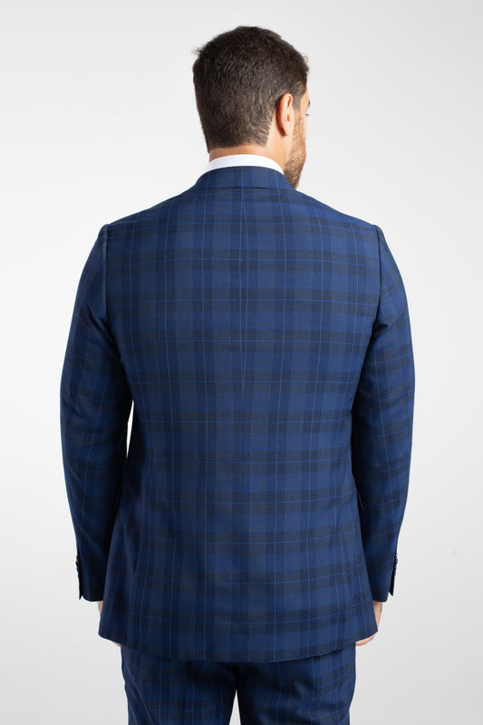 Terno Slim Xadrez - Azul Escuro