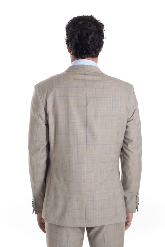 Terno Xadrez Slim Premium - Bege
