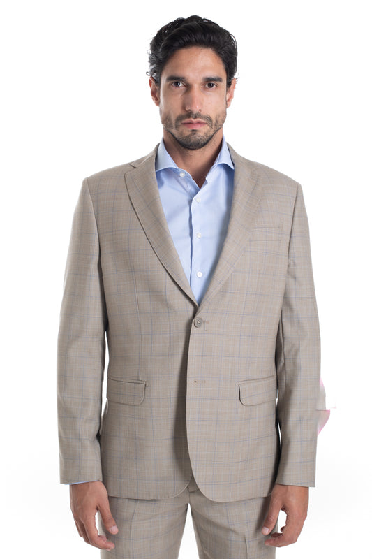 Terno Xadrez Slim Premium - Bege