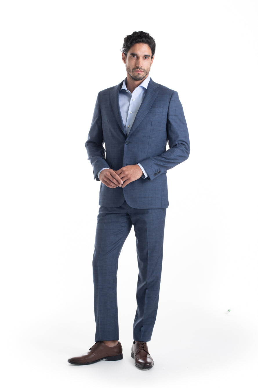 Terno Xadrez Slim Premium - Azul Medio