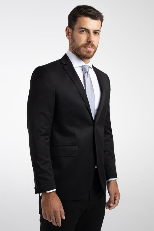 Terno 2 Botões Slim Liso Poliviscose - Preto