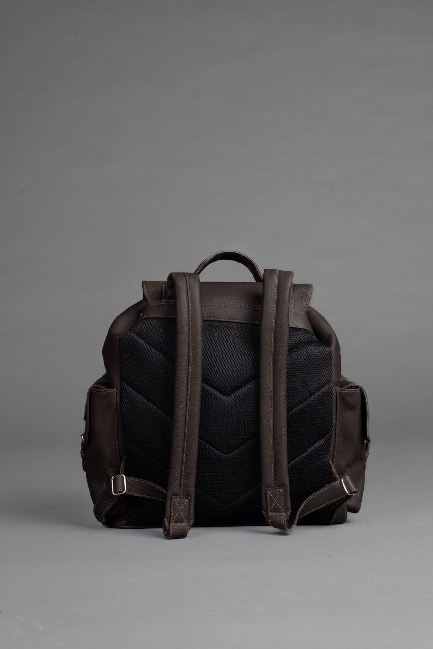 Mochila Couro 2 Bolsos - Marrom