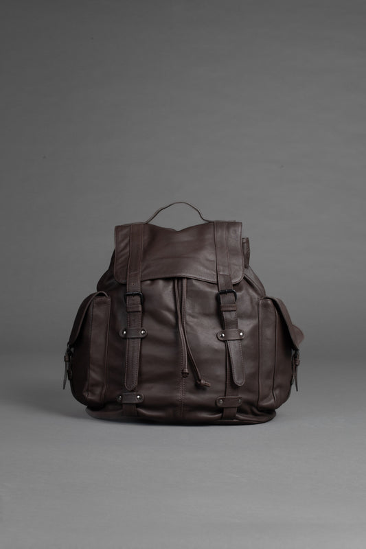 Mochila de Amarrar 2 Bolsos - Marrom Escuro