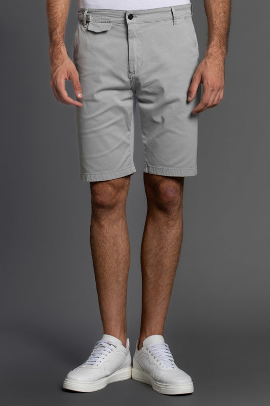 Bermuda Chino Com Ajuste - Cinza