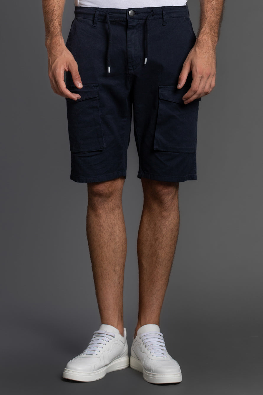 Bermuda Cargo Com Cordão - Azul Escuro