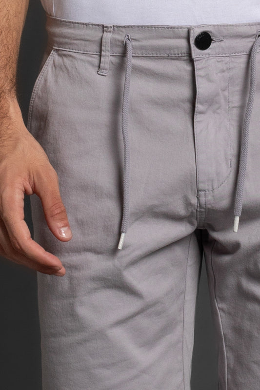 Bermuda Chino Com Cordão - Cinza