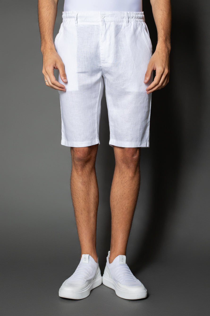 Bermuda Linho Slim Bolso Faca Com Cordão Interno - Branco