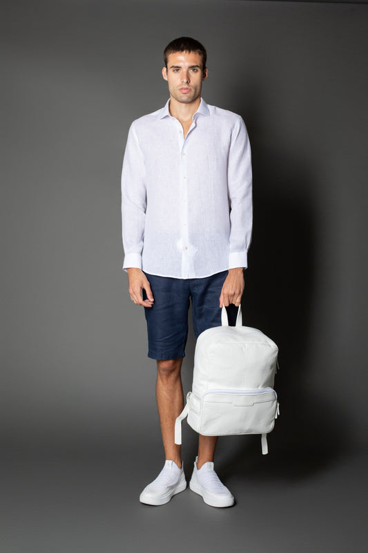 Bermuda Linho Slim Bolso Faca Com Cordão Interno - Marinho