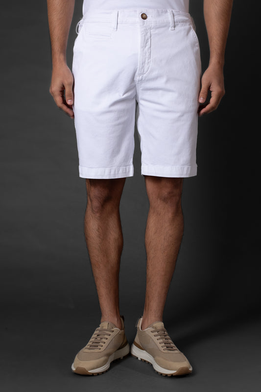 Bermuda Chino Slim Com Bolso Relógio - Branco
