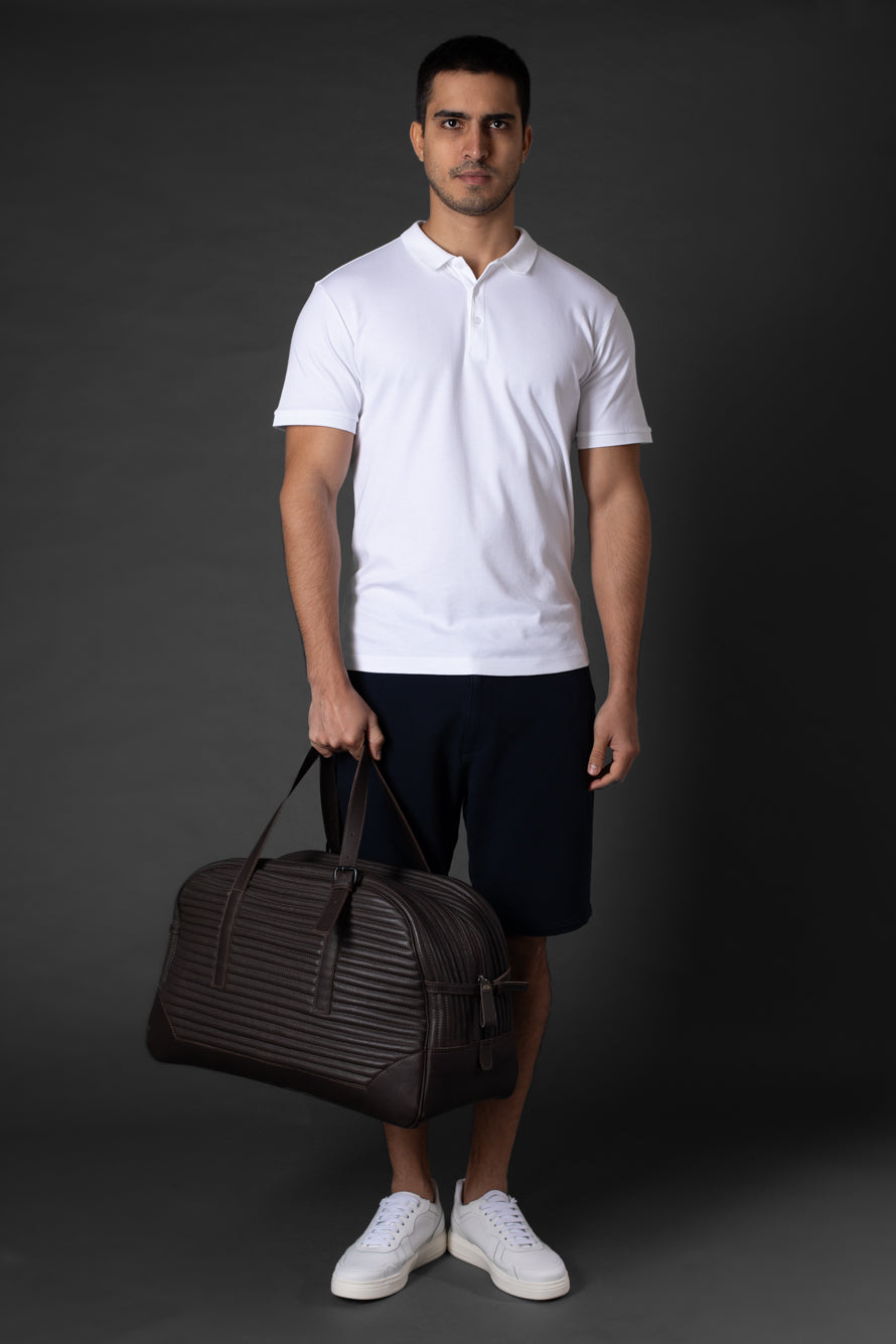 Bermuda Chino Slim Bolso Faca Cós 1/2 Elástico - Marinho