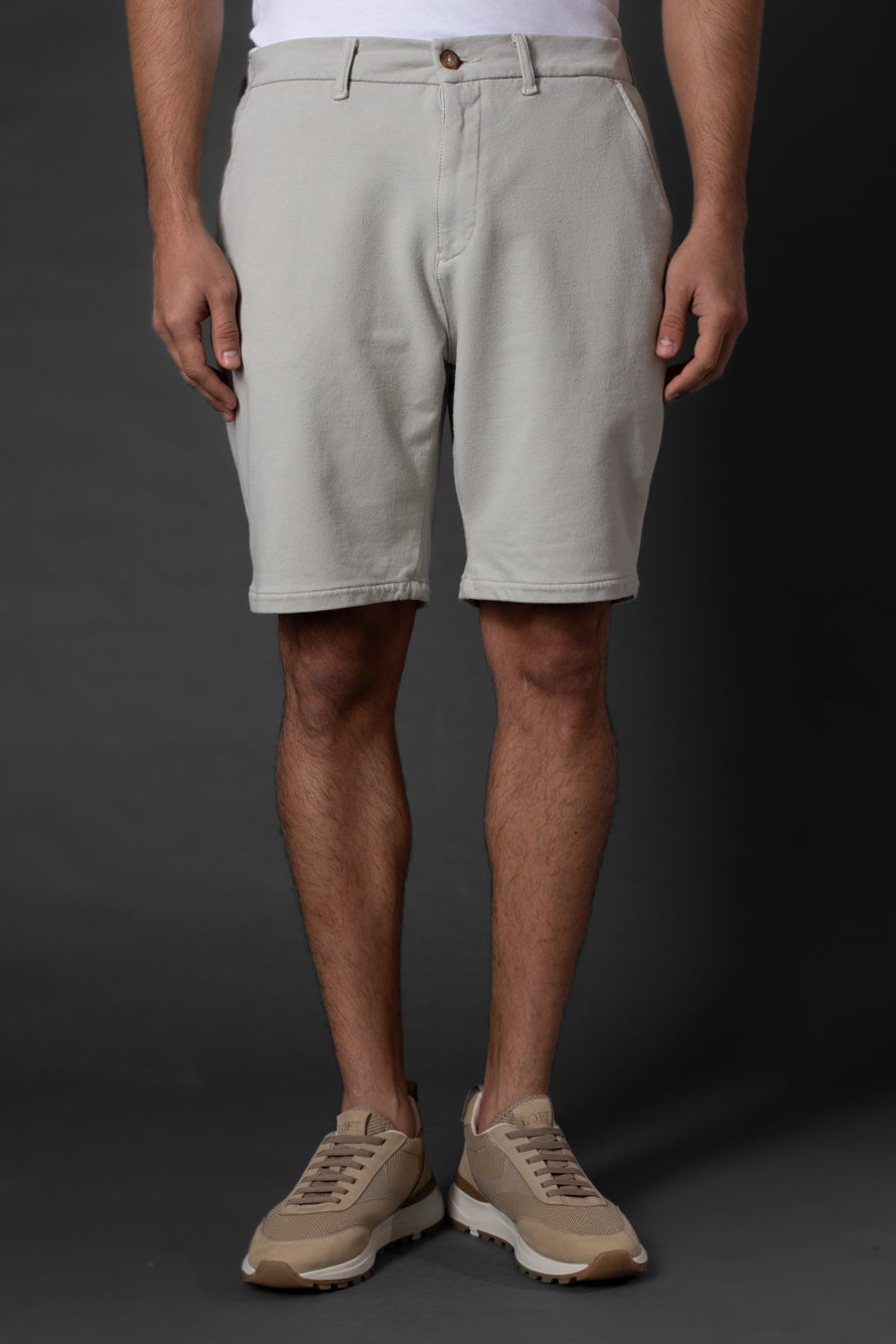 Bermuda Chino Slim Bolso Faca Cós 1/2 Elástico - Areia