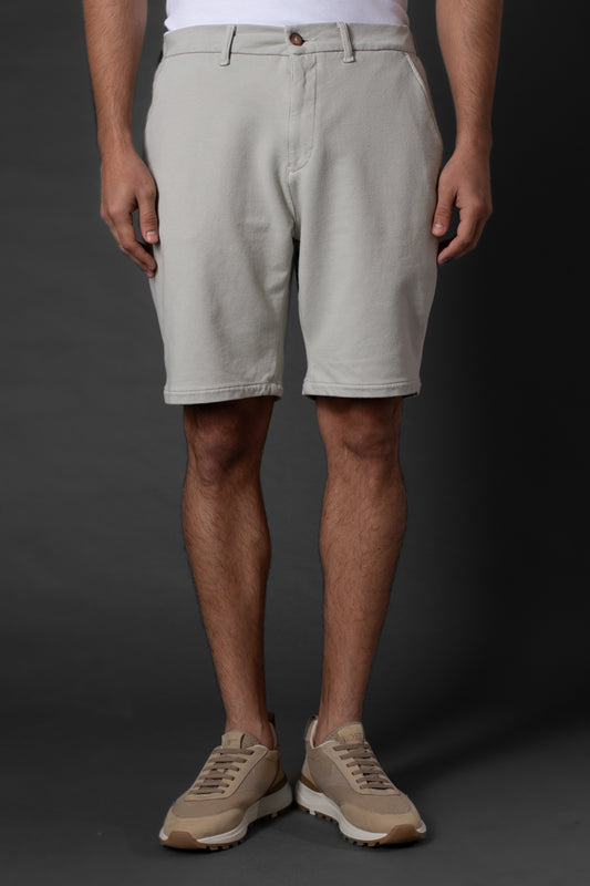 Bermuda Chino Slim Bolso Faca Cós 1/2 Elástico - Areia